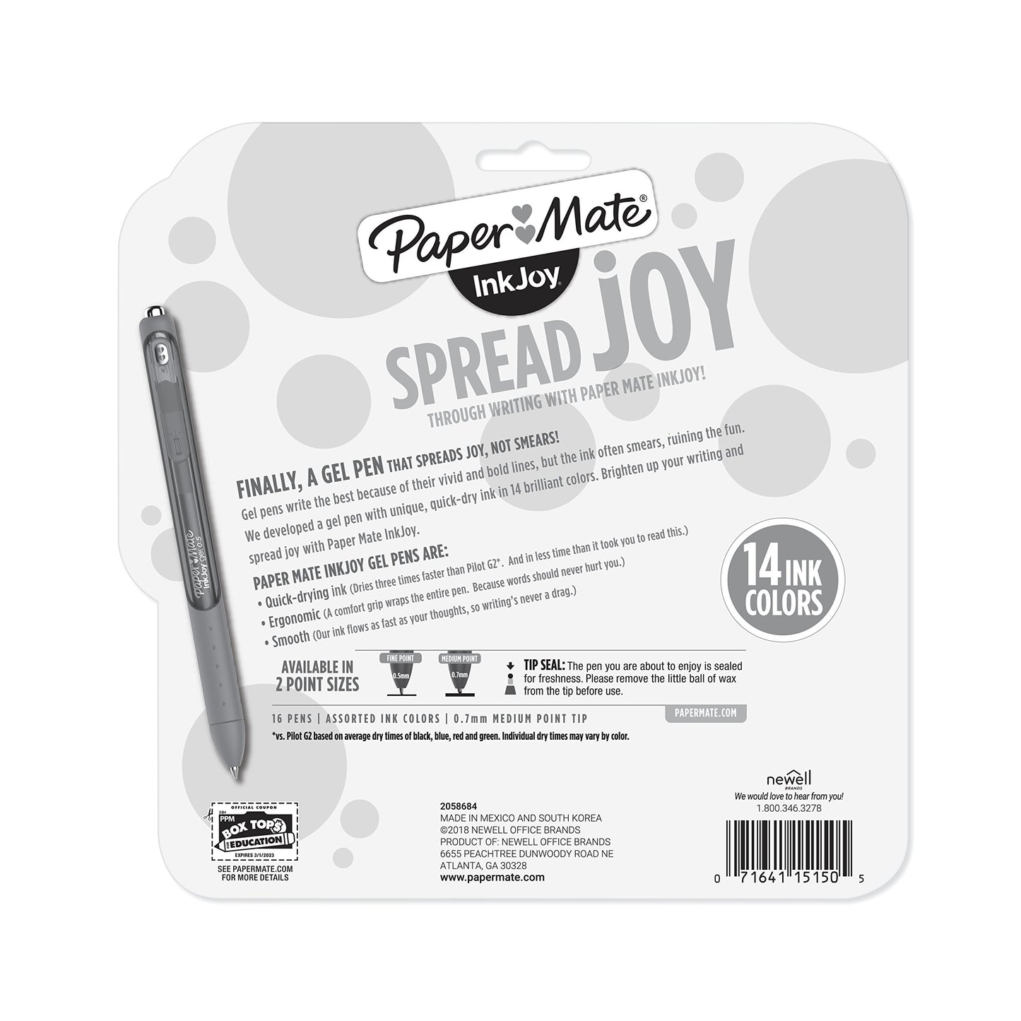 Paper Mate Inkjoy Gel Retractable Pen, 0.7Mm, Ink, Pack Of 14, Assorted (1951636)