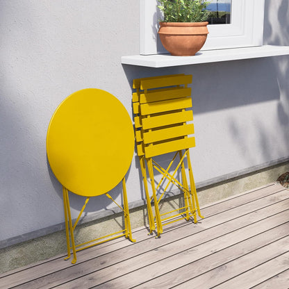 Grand patio Bistro Set, Garden Table and Chair Set, Premium Steel, Easy to Fold, Balcony Chairs and Table Set for Balcony, Yard, Garden, Various of Colours (Dark Yellow)