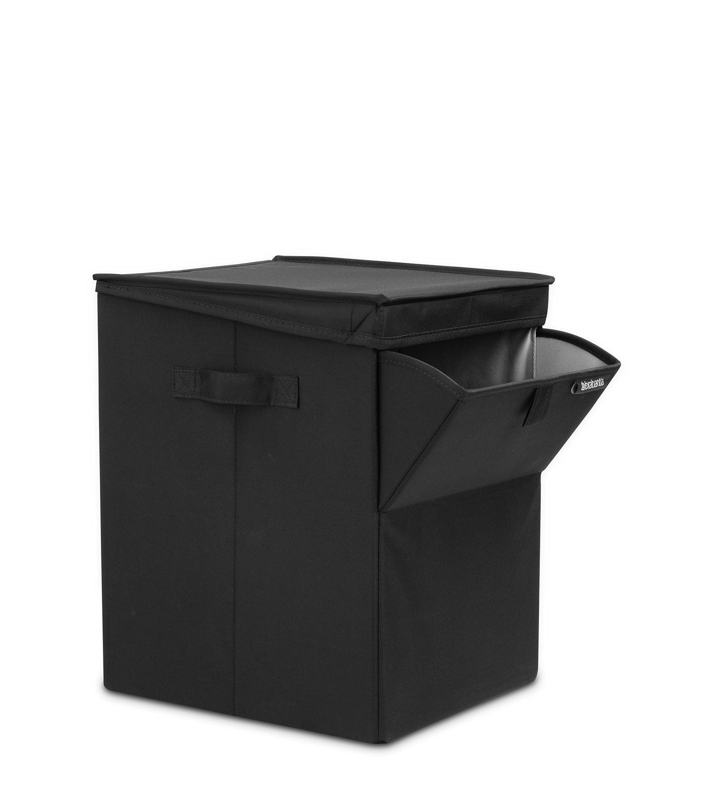 Brabantia - Stackable Laundry Box - Space Efficient Sorting - Compact Storage - Sturdy Grips - Laundry Basket - Rectangular - Bathroom - Pepper Black - 35L