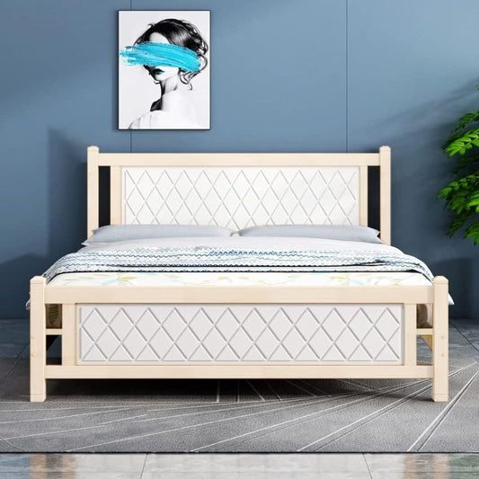 Karnak Home Brooklyn Comfortable Wooden Bed Strong And Sturdy Modern Design Bed Frame (Queen 150x190cm, White)