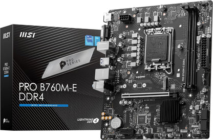 MSI PRO B760M-E DDR4 ProSeries Motherboard, Supports 12th/13th Gen Intel Processors, Micro-ATX, LGA 1700 - Black