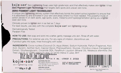 Kojie San 3 x 65G Kojie San Skin Kojic Acid Lightening Soap in Industry-leading Frustration Free Packaging