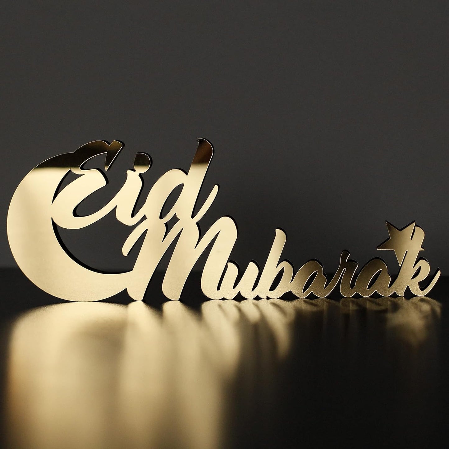 E World | Wooden Acrylic Islamic Tabletop Decors | Ramadan Kareem and Eid Mubarak Decoration | Islamic Muslim Gifts | Ramadan Eid Decoration | (Ramadan Kareem-1, Gold)