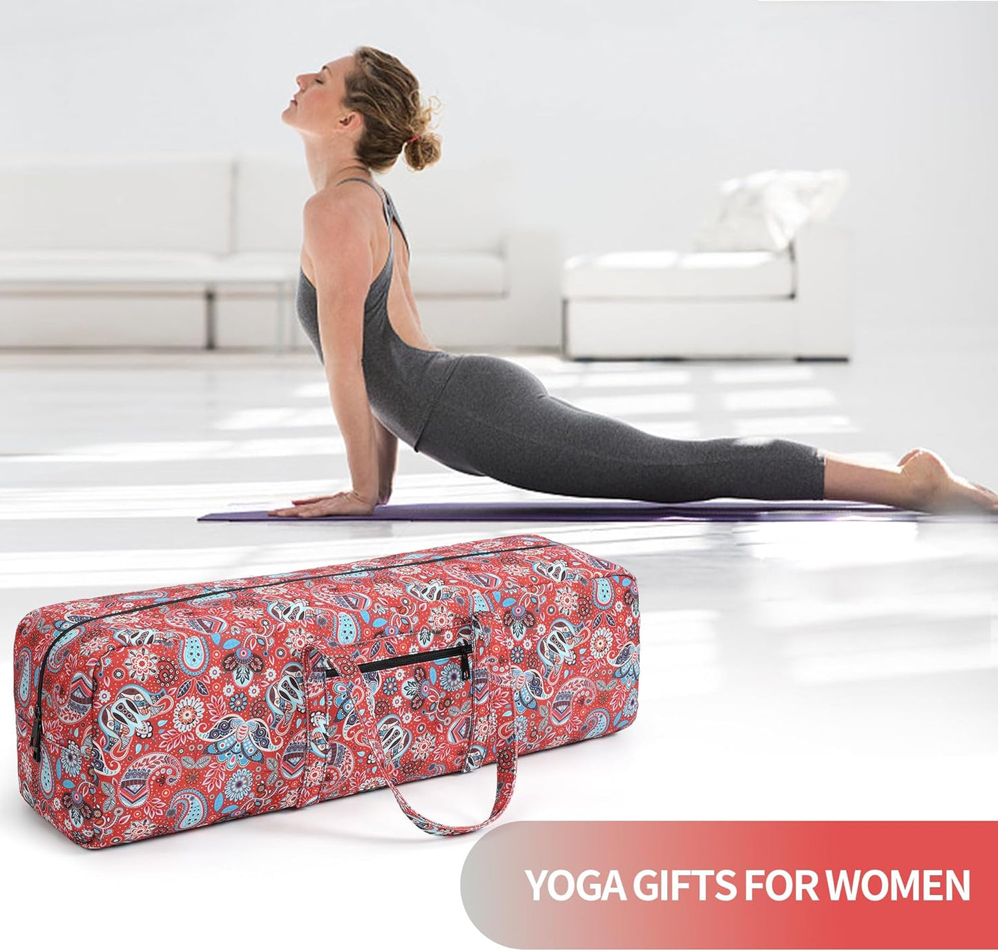 BOULDER BEE | Yoga Mat Bag | Large Yoga Mat Carrier with Wet Pocket | Yoga Gifts | Gym Tote Bag for Women