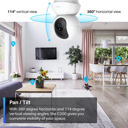 TP-Link Tapo Pan/Tilt Security Camera for Baby Monitor, Pet Camera w/Motion Detection, 1080P, 2-Way Audio, Night Vision, Cloud & SD Card Storage, Works with Alexa & Google Home (Tapo C200)