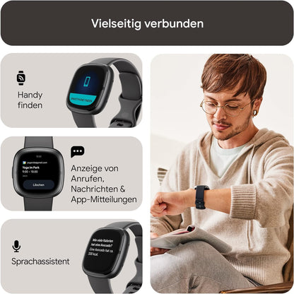 Fitbit Sense 2 Health and Fitness Smartwatch with built-in GPS, advanced health features, up to 6 days battery life - compatible with Android™ and iOS. - Shadow Grey/Graphite Aluminium