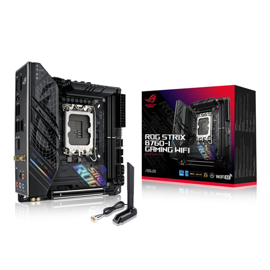 ASUS ROG Strix B760-I Gaming WiFi Intel® B760(13th and 12th Gen)LGA 1700 mini-ITX motherboard,8 + 1 power stages,DDR5 up to 7600 MT/s, PCIe 5.0,2xM.2 slots,WiFi 6E,USB 3.2 Gen 2x2 Type-C,Aura Sync RGB