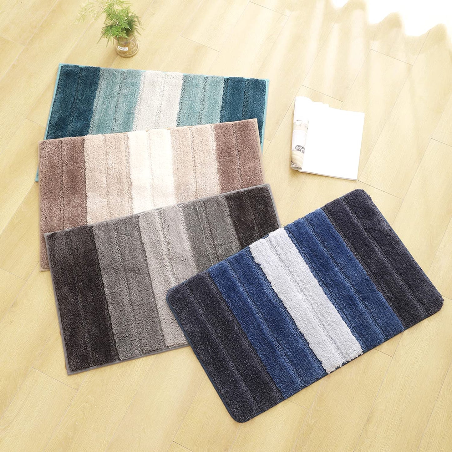 TYCOM Bathroom Rugs Bath Mat, 50x80cm, Non-Slip Fluffy Soft Plush Microfiber Shower Carpet Rug, Machine Washable Quick Dry Ultra Shaggy Bath Mats for Tub, Bathroom and Shower-Dark Blue