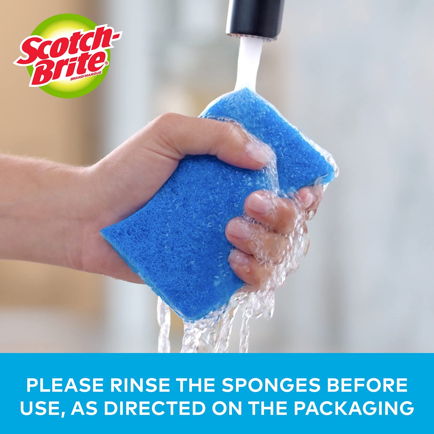 Scotch-Brite Scrub Sponge, 6 Pack, Non Scratch, Multipurpose Sponges for Dishes ,Garage,Outdoor, Kitchen