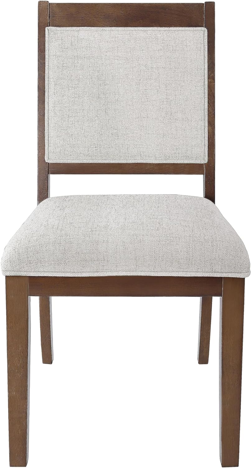 HomePop Open Back Upholstered Wood Frame Dining Chairs, Neutral Textured Solid (Set of 2)