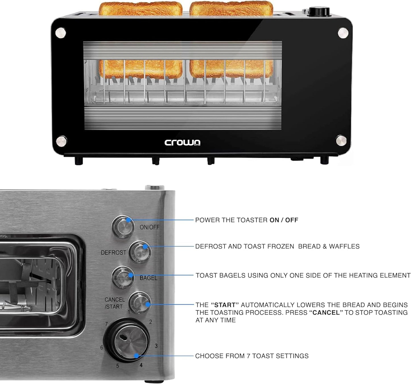 Crownline Toaster, Black, Tr-274