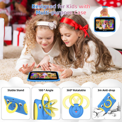 Blackview Kids Tablet Tab3Kids 7 Inch Android 13 Tablet for Kids, 4GB+32GB/TF 1TB, Parental Control, iKids APP Pre-Installed, Google Play Store, Reading Mode,Childrens Tablets with Kid-Proof Case-Blue