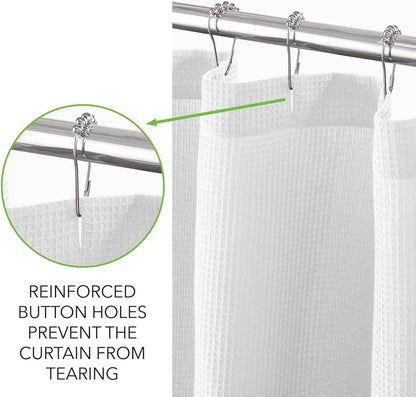 mDesign Cotton Waffle Weave Fabric Shower Curtain - for Bathroom Showers and Bathtubs - Hotel Quality - Machine Washable - Farmhouse Style - 72x72 Inch Cream/Beige