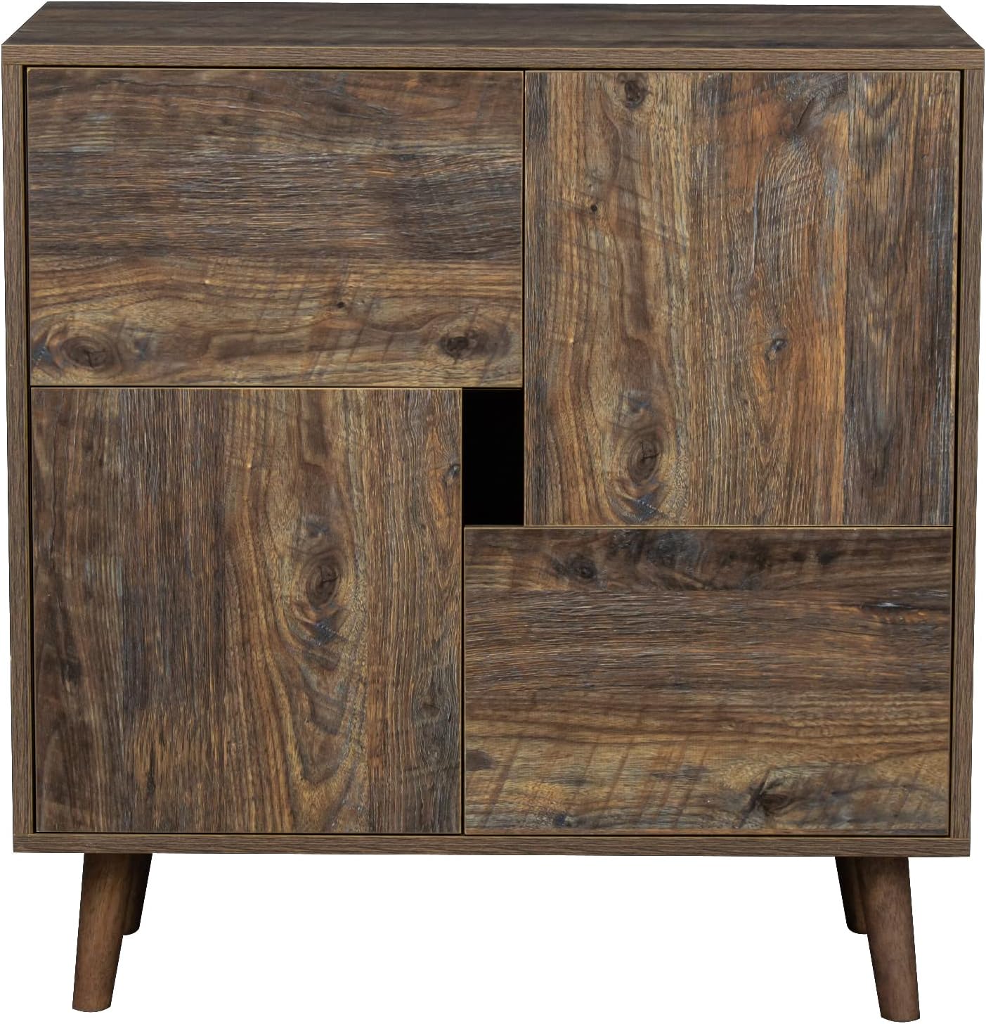 IULULU Sideboard Buffet Cabinet with Two Doors and Four Storage Spaces Cupboard Console Table for Living, Dining Room, Hallway, Kitchen, 29.92 x 15.75 x 31.1 inch, Rustic Brown