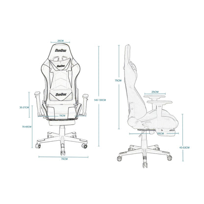 Modern design Best Executive gaming chair MH-8886-Black-white for Video Gaming Chair for Pc with fully reclining back and head rest amd footrest and soft leather (Black White)