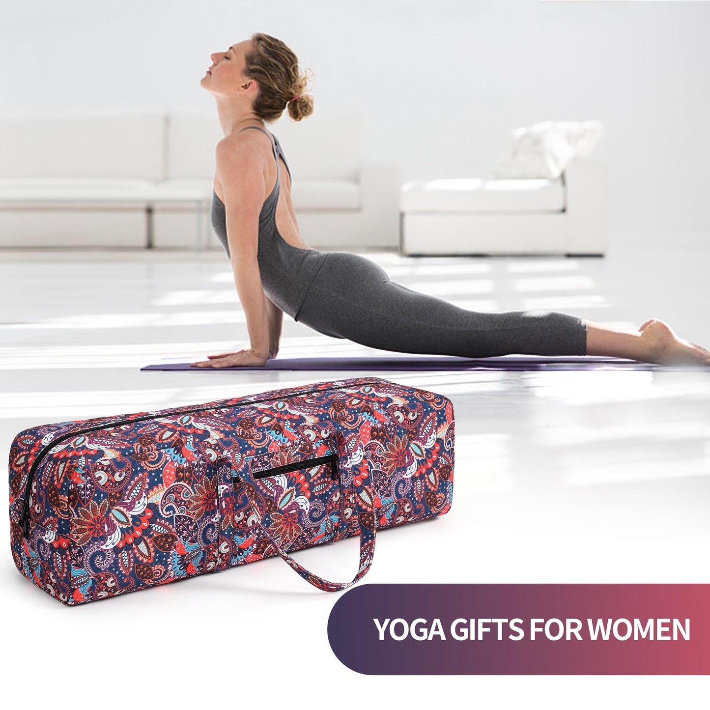 BOULDER BEE | Yoga Mat Bag | Large Yoga Mat Carrier with Wet Pocket | Yoga Gifts | Gym Tote Bag for Women