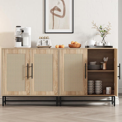 KFO Storage Cabinet with Handmade Natural Rattan Doors, Rattan Cabinet Sideboard Buffet Cabinet, Accent Cabinet for Living Room, Hallway, Dining Room, Entryway…, KF0020