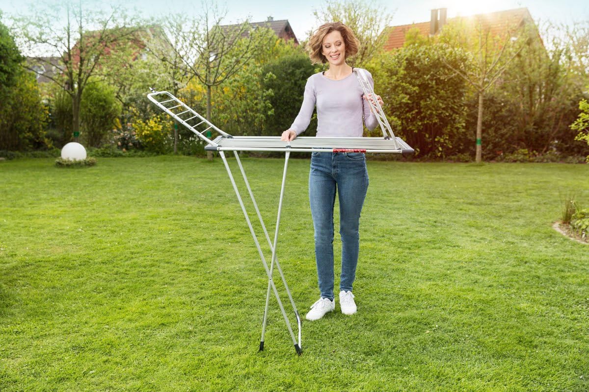 Vileda Clothes Airer, Aluminium, White, 58,5 x 19,5 x 131 cm