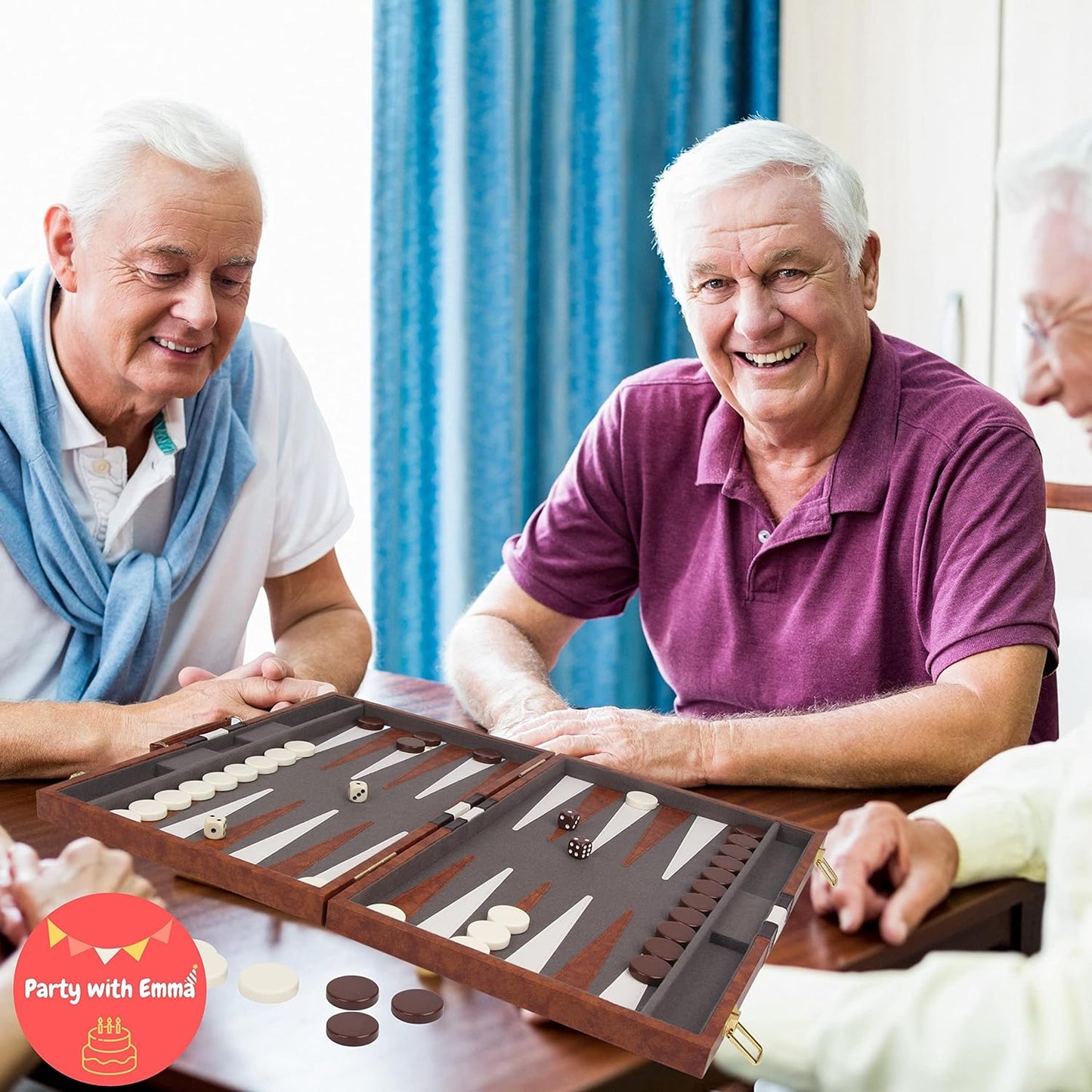 Backgammon Set 17.5 Inch Classic Backgammon Board Game Sets Handheld Backgammon Sets for Adults and Kids Brown Faux Leather Case Instructionطاولة زهر منقوشة ومرصعة بالصدف صناعة يدوية مع حجارة الزهر