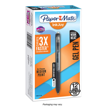 Paper Mate Inkjoy Gel Retractable Pen, 0.7Mm, Ink, Pack Of 14, Assorted (1951636)