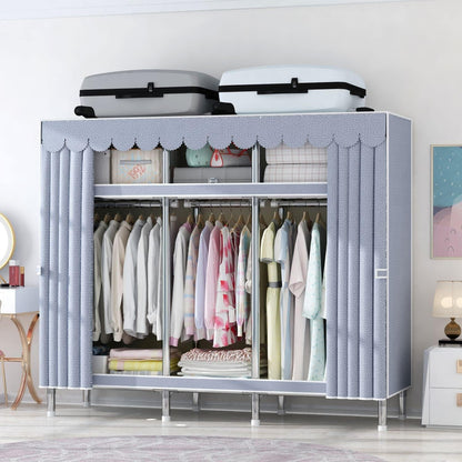 BePrincess Stable And Strong Closet Large Wardrobe Closet Clothes Organizer, Bedroom Furniture Cupboard Cabinet, Thickened Steel Pipe, Strong Load-bearing, Full Alloy Joint,145L*45W*170H (B)