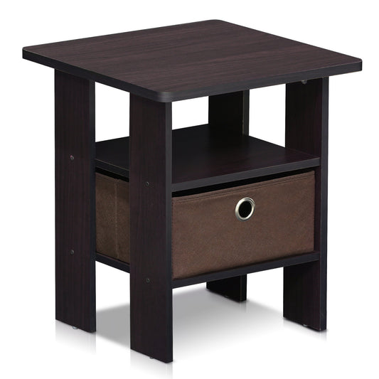 Furinno Andrey End Table/Side Table/Night Stand/Bedside Table with Bin Drawer, Dark Walnut, Andrey, 11157DWN, 1 Pack