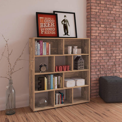 Artely MDF/MDP Book Shelf, Bookcase, Cabinet, Bookrack, Many Shelves, Ideal for Living Room, Bedroom, Office, Book Room, Rustic Brown, W 91 cm x D 25 cm x H 109 cm, DIY Assembly, 7899307514197