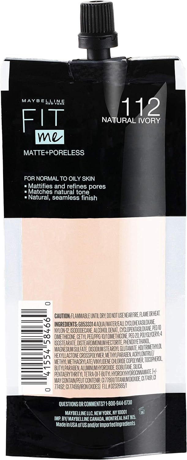 Maybelline Fit Me Matte + Poreless Liquid Oil-Free Foundation Makeup, Soft Tan, 1 Count (Packaging May Vary)