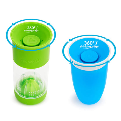 Munchkin Miracle 360 Sippy Cup, Green/Blue, 10 Oz, 2 Count