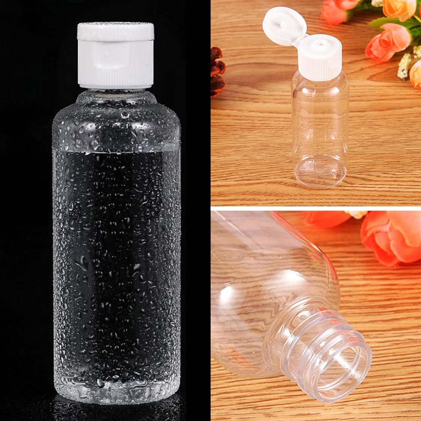 EOPER 4 Pack 100ML Empty Clear Plastic Squeeze Bottles with Disc Top Flip Cap Travel Bottle BPA-Free Containers For Shampoo, Lotions, Liquid Body Soap, Creams