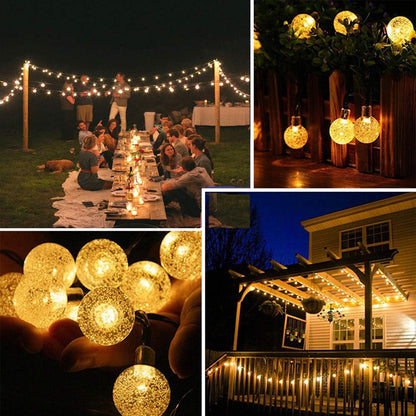 Sulfar Solar String Lights Outdoor, 30 LED Crystal Ball Fairy Waterproof Powered for Garden, Home, Party, Gazebo, Lawn, Patio (Warm White)