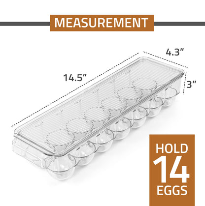 Utopia Home Egg Container For Refrigerator - 14 Egg Container With Lid & Handle, Egg Holder For Refrigerator, Egg Storage & Egg Tray (Pack of 1)