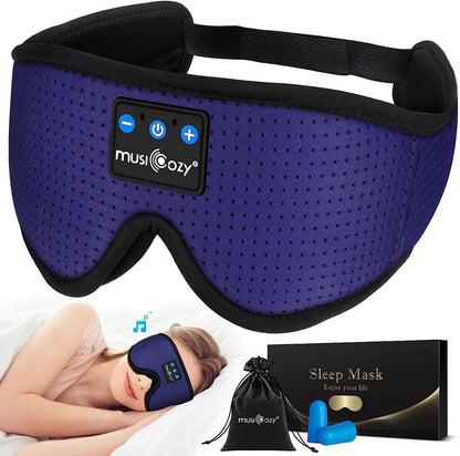 MUSICOZY Sleep Headphones Bluetooth Sleep Mask 3D Wireless Music Sleeping Headphones Headband Eye Mask Sleep Earbuds for Side Sleepers Mom Men Women with Speakers Cool Tech Gadgets Gifts