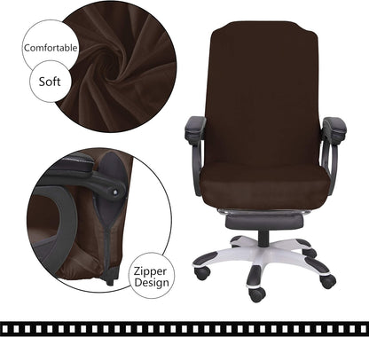 SARAFLORA Polyester Solid Stretch Washable Computer Chair Slipcovers for Universal Rotating for Boss, Office Chair (Large, Black)