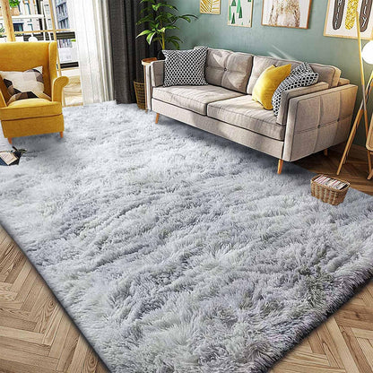 Tinyboy-hbq Area Rugs Shaggy Carpet for Living Room Bedroom Large Fluffy Carpet Modern Non-Slip Mat Multisize Rug Indoor Home Decor (Gray White, 80 x 120 cm)