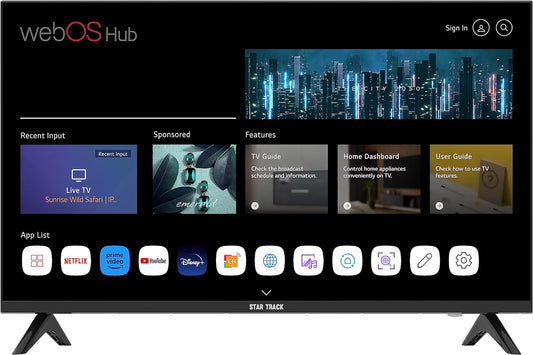 Star Track LED Smart TV 55 inch Powered by WebOS, 4K UHD+ T2S2, Wifi, Netflix, YouTube, Prime Video, HDMI, USB With Model 2023