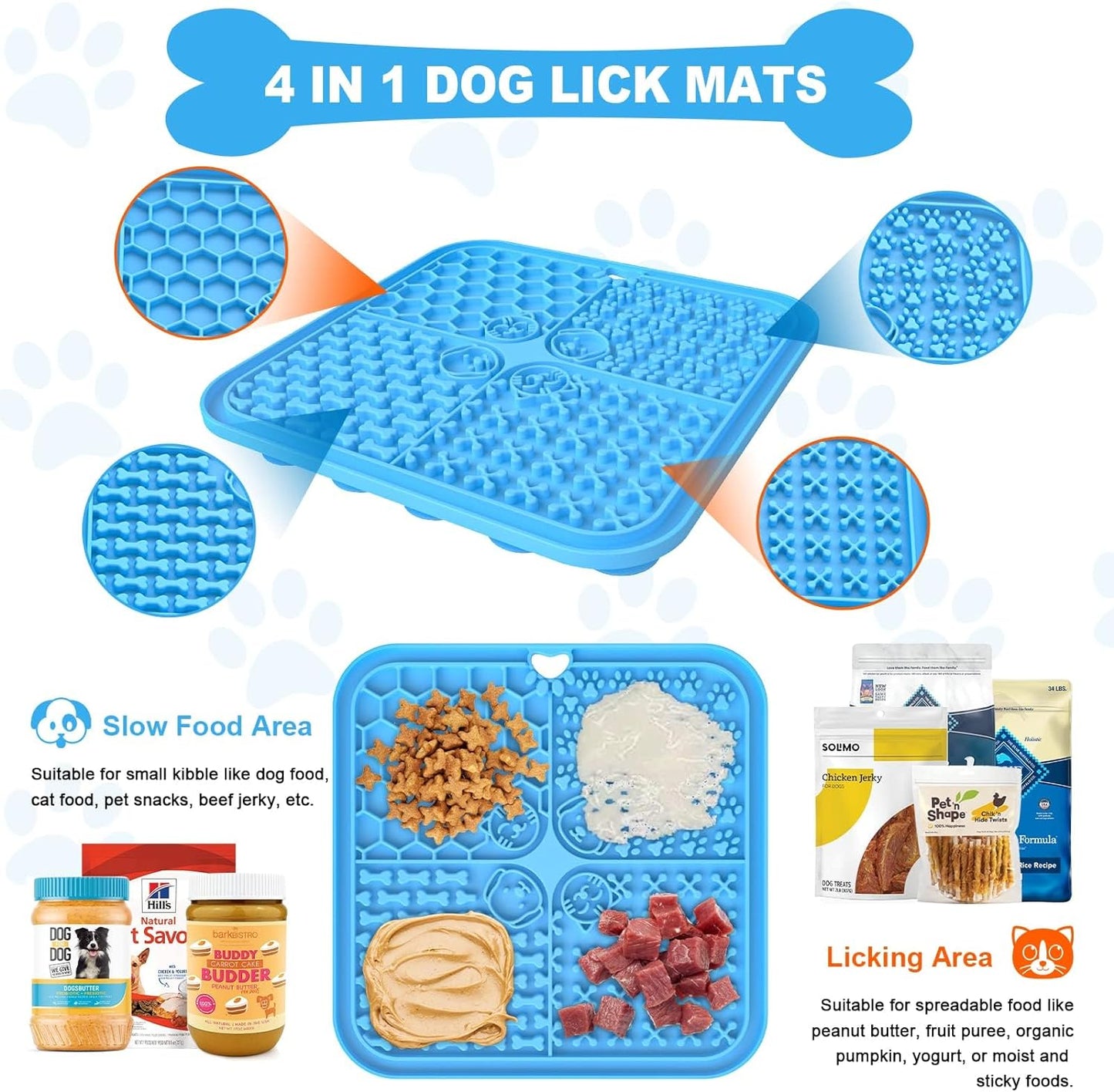 Large Lick Mat for Dogs, 2 Pack Dog Slow Feeder Licking Mat with Spatula, Snuffle Mat for for Dog, Cat, Puppy