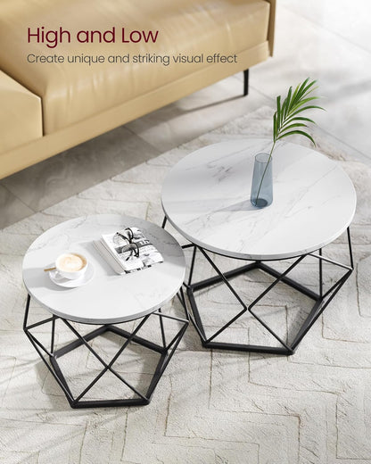 Vasagle Coffee Side Table Set Of 2, End Table With Steel Frame, For Living Room, Bedroom, Office, Rustic Brown And Black Ulet040B01