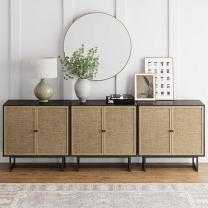 Nathan James Accent Boho Modern Free Standing Buffet Sideboard Hallway, Entryway, Dining Living Room, 1 Storage Cabinet, Beacon - Light Brown