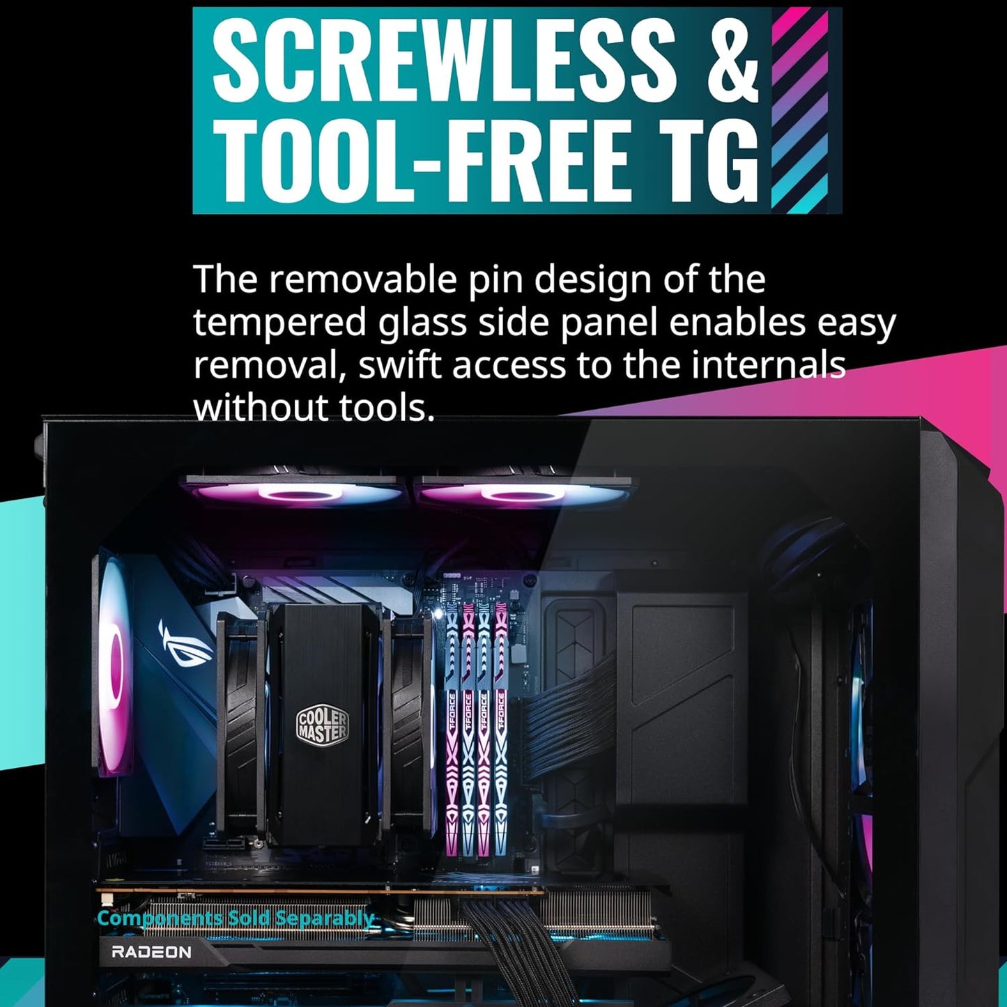 Cooler Master MasterCase H500 ARGB - PC Case with Dual 200mm Fans for High-Volume Airflow, Mesh and Transparent Front Chassis Panels, Flexible ATX Hardware Capacity