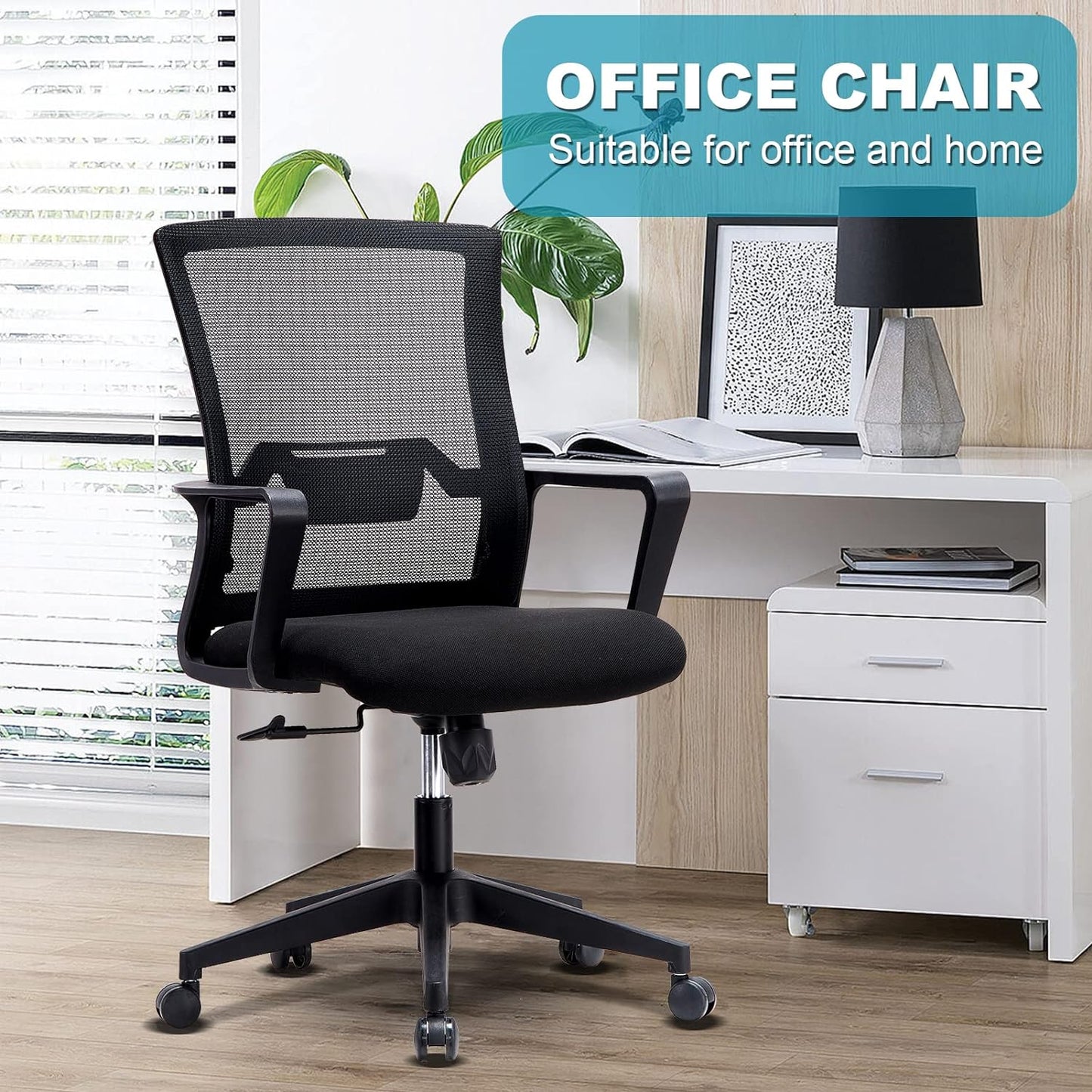 Kano.cn Desk Chair Office Chair for Home Height Adjustable Mid Back Mesh Computer Chair with Lumbar Support Mesh Swivel Computer Office Ergonomic Executive Chair