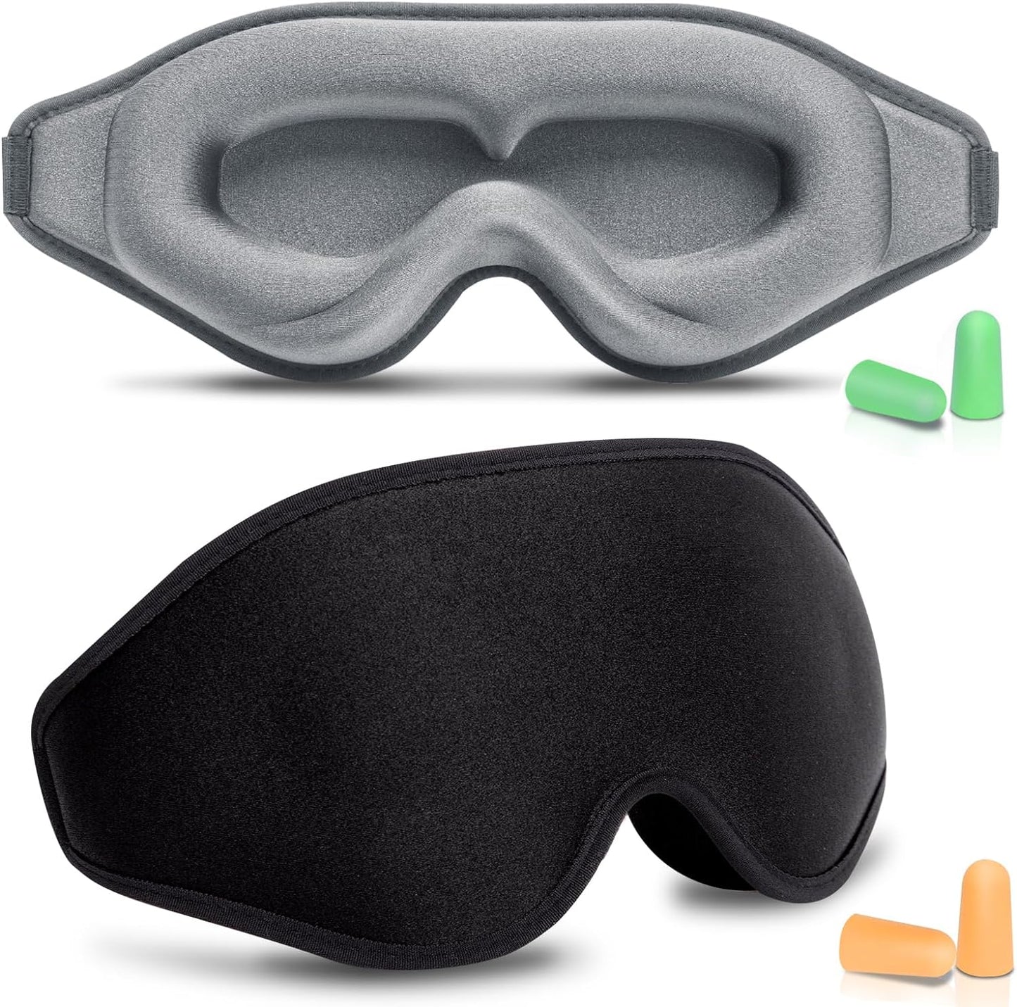 Sleep Mask for Men & Women, Sleep Eye Mask, 3D Eye Mask for Sleeping with Adjustable Strap, BeeVines Night Sleep Blindfold, Blackout Eye Covers for False Eyelash Extensions Yoga Travel (Black & Pink)