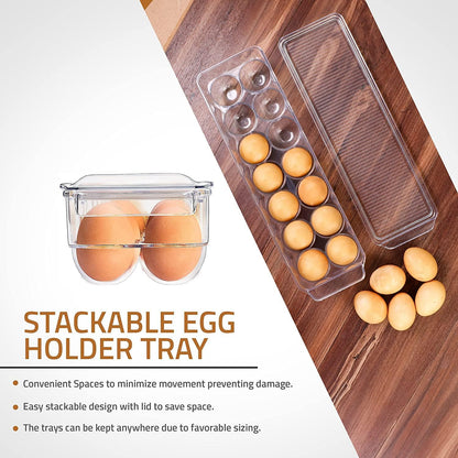 Utopia Home Egg Container For Refrigerator - 14 Egg Container With Lid & Handle, Egg Holder For Refrigerator, Egg Storage & Egg Tray (Pack of 1)