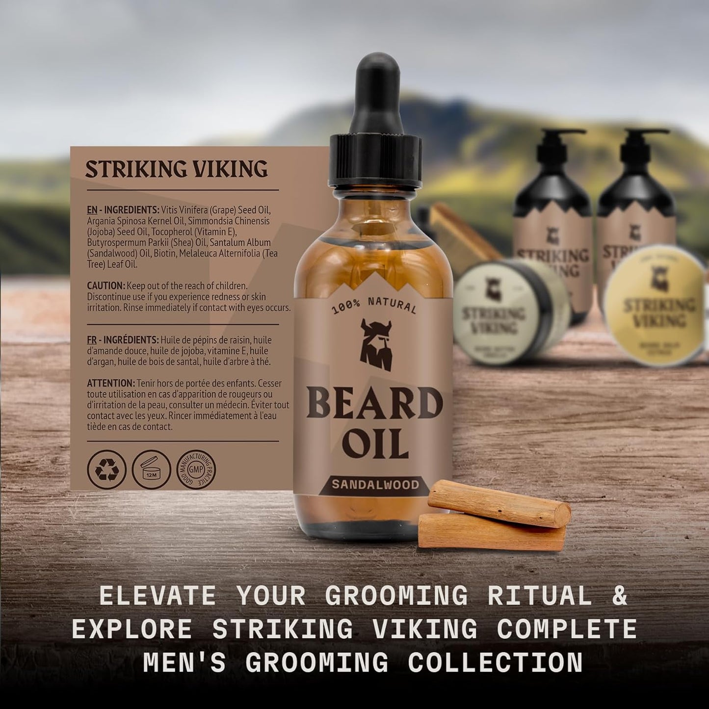 Vanilla Beard Oil (Large 2 oz.) - 100% Natural Beard Conditioner with Organic Tea Tree, Argan, and Jojoba Oil with Vanilla Scent - Softens, Smooths, and Strengthens Beard Growth by Striking Viking