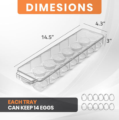 Utopia Home Egg Container For Refrigerator - 14 Egg Container With Lid & Handle, Egg Holder For Refrigerator, Egg Storage & Egg Tray (Pack of 1)