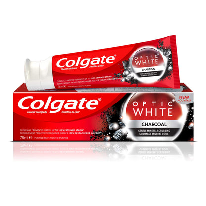 Colgate Optic White Charcoal Whitening Toothpaste 75ml Pack Of 2