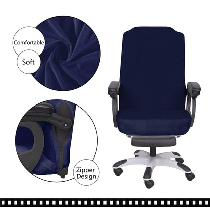 SARAFLORA Polyester Solid Stretch Washable Computer Chair Slipcovers for Universal Rotating for Boss, Office Chair (Large, Black)