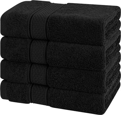 American Soft Linen Bath Linen Sets, 4 Pack Bath Linen Sets for Your Bathroom, Salem Luxury 100% Turkish Soft Twist Cotton, 13 x 13 inches Premium Quality Bath Linen Sets, Black