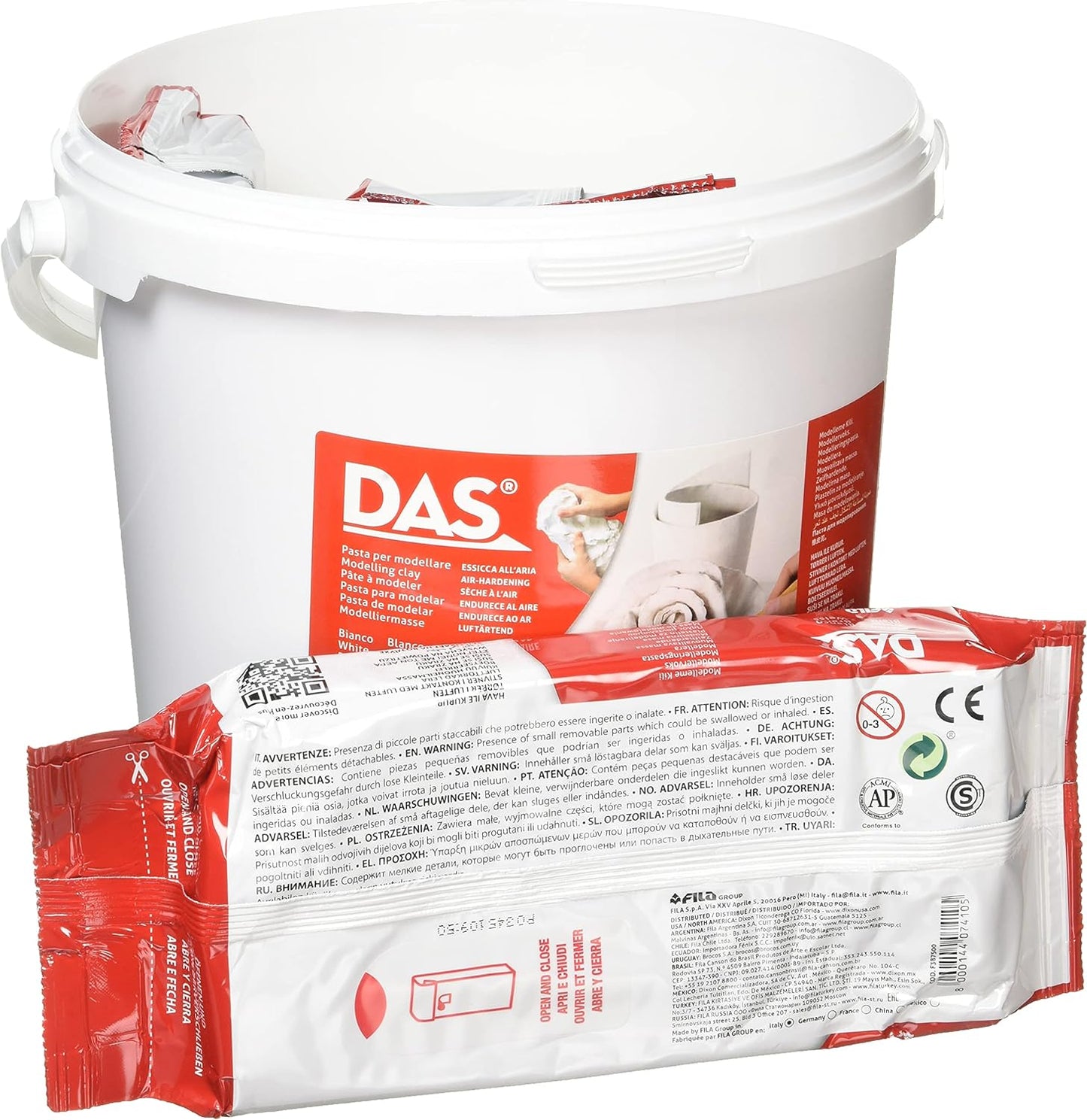 DAS White Air-Hardening Modelling Clay, School pack, 5x1kg, Ideal for Schools and Art Classes