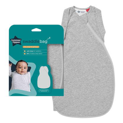 Tommee Tippee Baby Sleep Bag for Newborns, 3-6 m, 1.0 TOG, The Original Grobag Swaddle Bag, Hip-Healthy Design, Soft Cotton-Rich Fabric, Sky Grey Marl